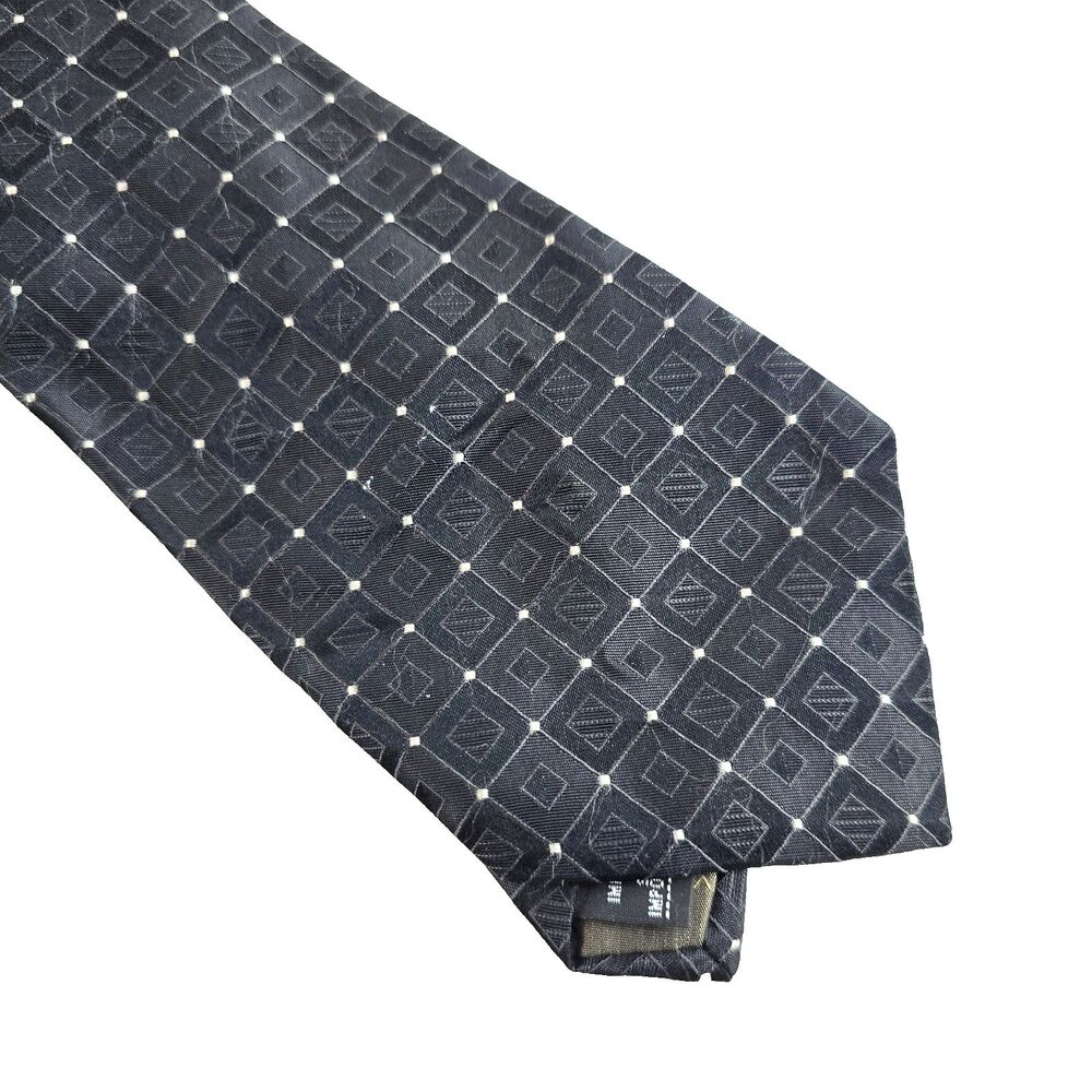 Calvin Klein Tie Mens Black Geometric Silk Necktie Classic Pattern Formal Grid